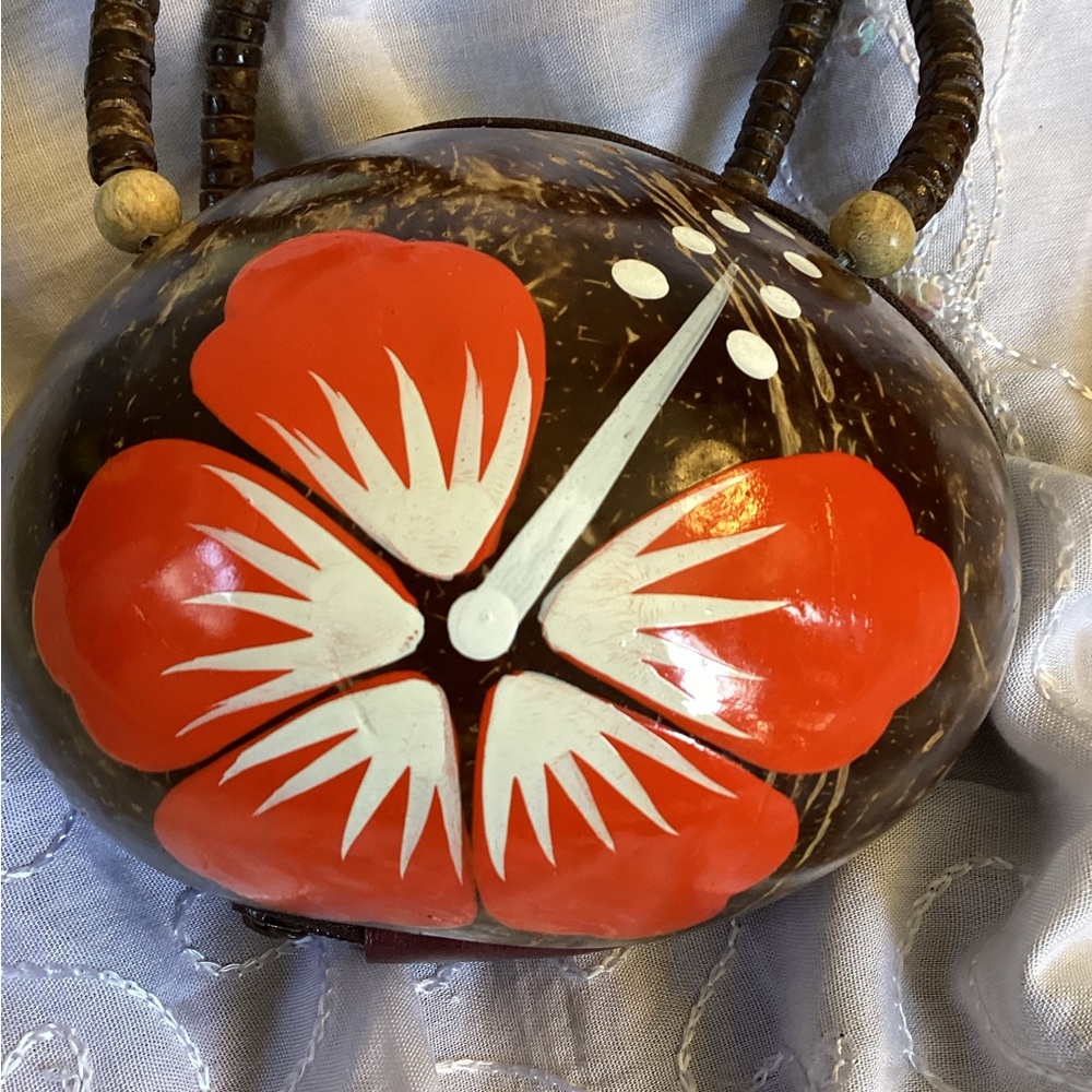 COPY DJJ - Red and White Coco Purse with Floral Design